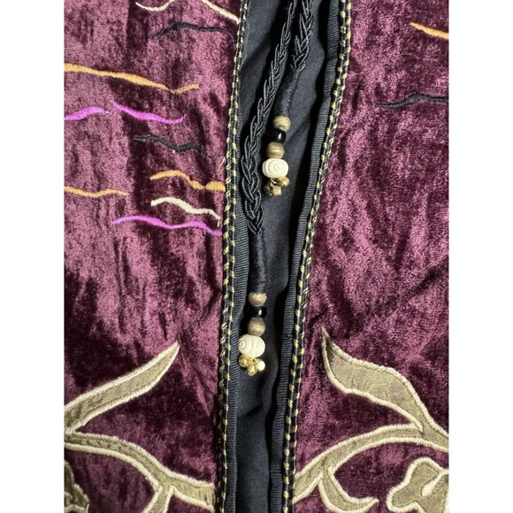 Vtg Boho Chic Velvet Jacket Embroidered Floral Patchwork Allure 2X Womens Gypsy - Picture 5 of 8